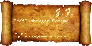 Grünsberger Fatime névjegykártya